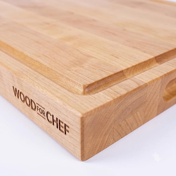 20" Classic Cherry Reversible Cutting Board with Juice Groove | 20-Inch Reversible Cherry Cutting Board with Deep Juice Groove and Side Handles for Chopping, Carving, and Serving