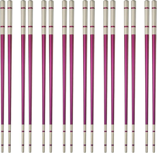 uxcell 8 Pairs Stainless Steel Chopsticks, 23.5cm / 9.25 Inch Metal Chop Sticks Square Lightweight Chopsticks Tableware Accessories Bulk for Home Kitchen Hot Pot Cooking, Purple
