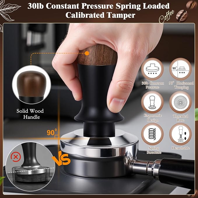 8 PCS Espresso Accessories Kit, 54mm Espresso Tamper Kit Coffee Tamper Set with Coffee Distributor, Espresso Tamping Station, Espresso WDT Stirrer,Dosing Funnel, Fits Breville 54 mm Portafilter