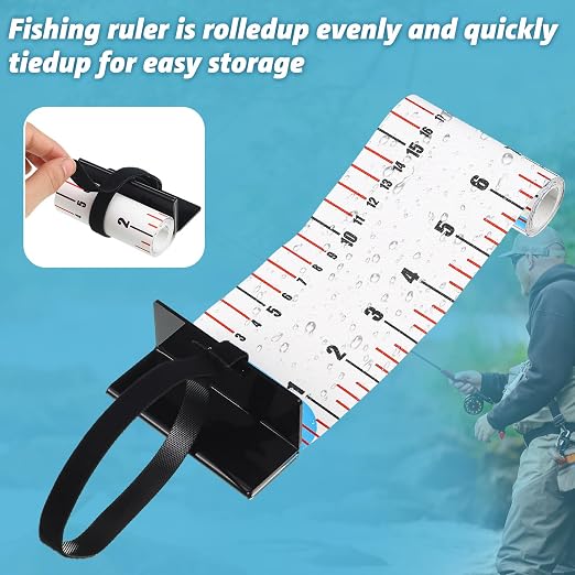VioraWhite 2 Pcs 47 Inch Fishing Ruler Fishing Measuring Tape with Bump Board Waterproof Portable Roll up Fish Measuring Board Device Tool for Crappie Tuna Shark Swordfish