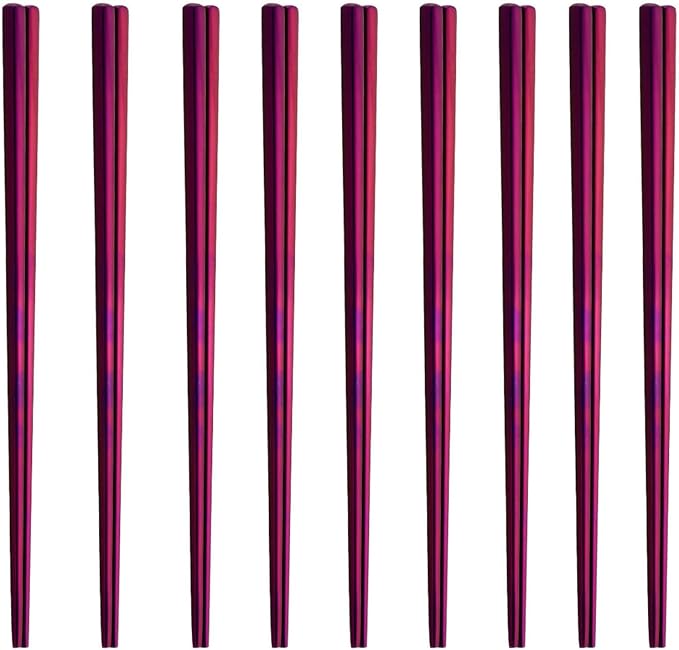 Stainless Steel Chopsticks,Reusable ,Dishwasher Safe , Easy to Use（9 PCS,purple）