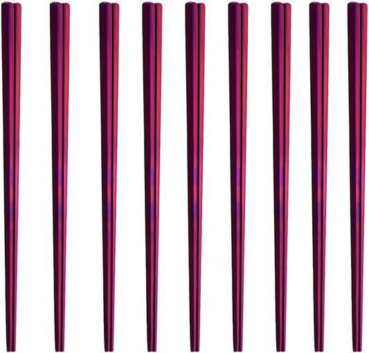 Stainless Steel Chopsticks,Reusable ,Dishwasher Safe , Easy to Use（9 PCS,purple）