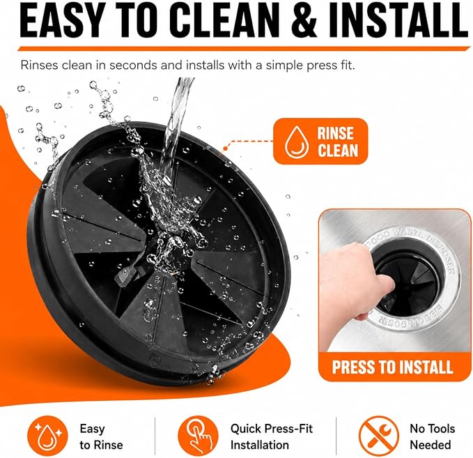 Garbage Disposal Splash Guard, 3 3/8" Upgraded for InSinkErator Evolution Series QCB-AM Sink Baffle Drain Insert, Kitchen Sink Splash Guard Sink Stopper Removable Garbage Disposer
