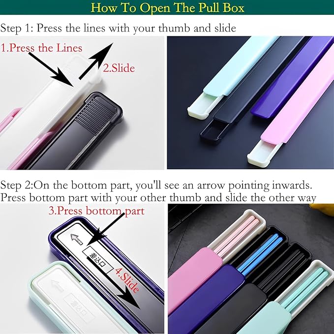 Portable Reusable Stainless Steel Chopsticks with Case, Black Blue,9‘’ | 18/8 Stainless Steel,Metal,Black Blue For Travel,Camping,Bento Box, Alternative to Wooden/Plastic Chopstick