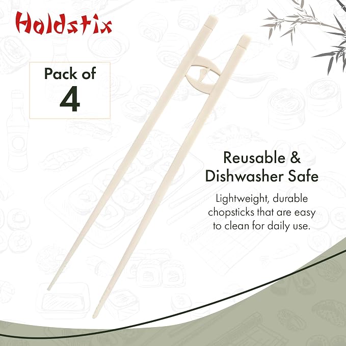 Easy-to-Use Reusable Chopsticks for Adults w/ Helper Design, 4 Pcs