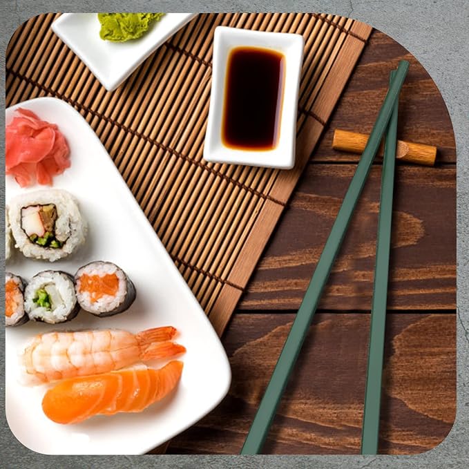 5-Pair -Dishwasher-Safe Fiberglass Chopsticks Set, 9.5 Inch Reusable Japanese-Style Chinese Chopsticks, Non-Slip and Easy to Handle