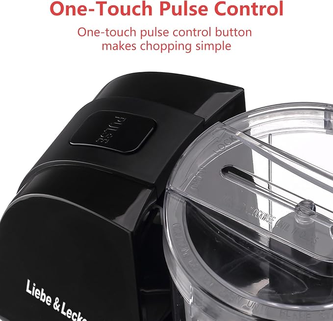 Liebe&Lecker Mini Food Processor 1.5 Cup Small Chopper Electric Mincer | Vegetable Chopper For Onions Garlic Meat Food, Chopper Container For Dicing, Mincing & Puree, Dishwasher Safe Compact Size