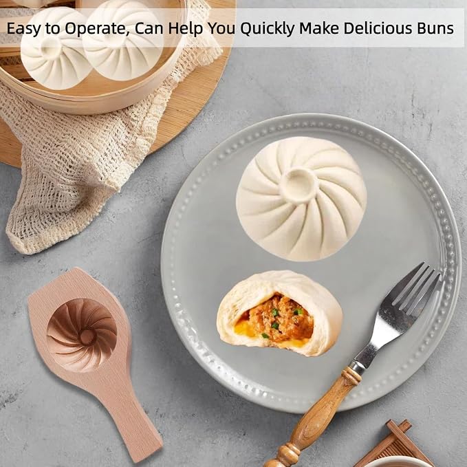 Wooden Bao Bun Maker,Baozi Maker Machine,Wooden Steam Bun Mold,This Kitchen Appliances And Gadgets Is the Best Gift for Asian Food Enthusiasts And Dumpling Maker (Steamed Bun A)
