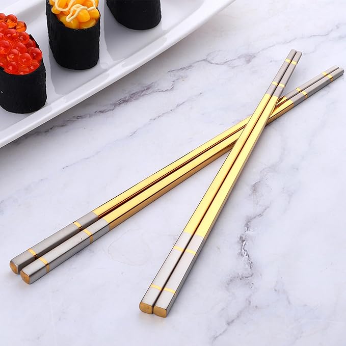 Reusable Stainless Steel Chopsticks,Dishwasher Safe , Easy to Use(1 pairs,Dazzling colors)