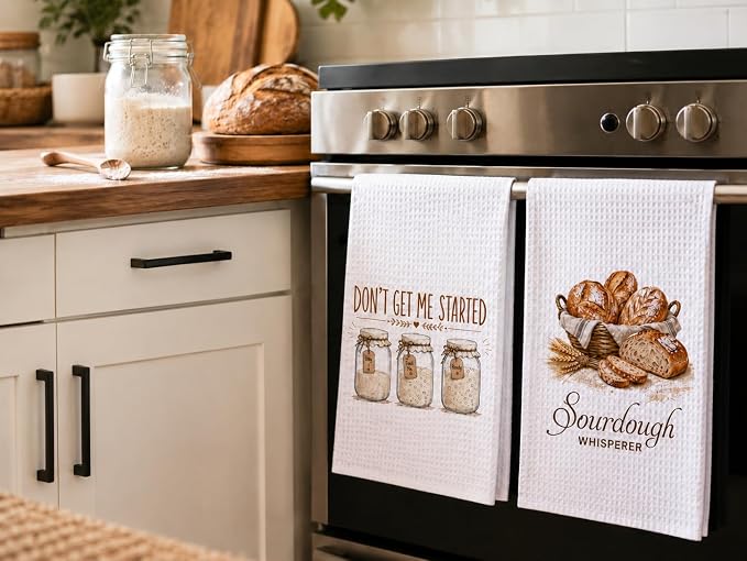 LXOMILL Sourdough Gifts, Funny Kitchen Towels Set for Bread Bakers