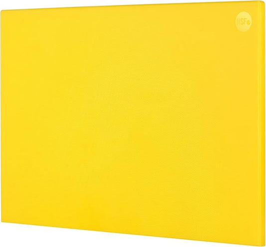 CURTA Cutting Boards for Kitchen, 24" x 18" x 0.5" Yellow Color Coded Plastic Commercial Chopping Board Anti Slip Surface Dishwasher Safe