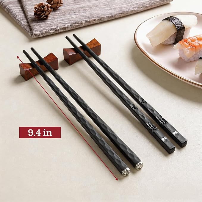 HIWARE 10 Pairs Fiberglass Chopsticks - Reusable Chopsticks Japanese Style Dishwasher Safe, 9 1/2 Inches