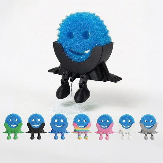 Creative Drainage Sponge Holder: Traceless Glue, 3D Printed Funny Kitchen Sink Holder, Keeps Sponge Dry – for Scrub Daddy (1, Black)