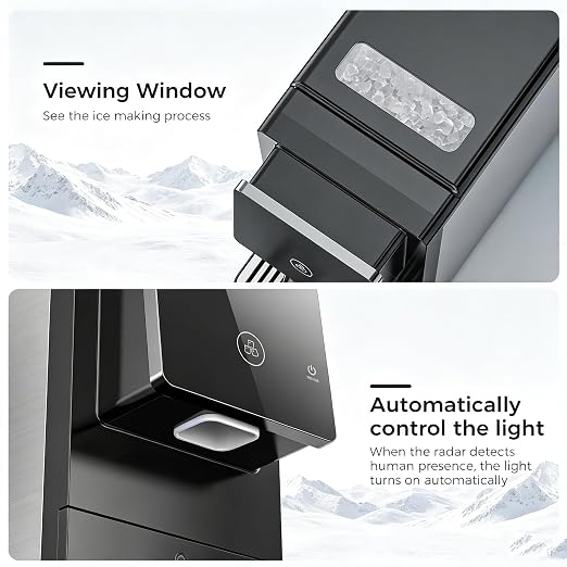 Nugget Countertop Ice Maker, Automatic Ice Dispenser, 33 lbs/Day Chewable Pellet Ice Machine with Self-Cleaning & Measured Dispensing, 1.8L Water Tank, Portable Ice Maker for Home, Kitchen, Office
