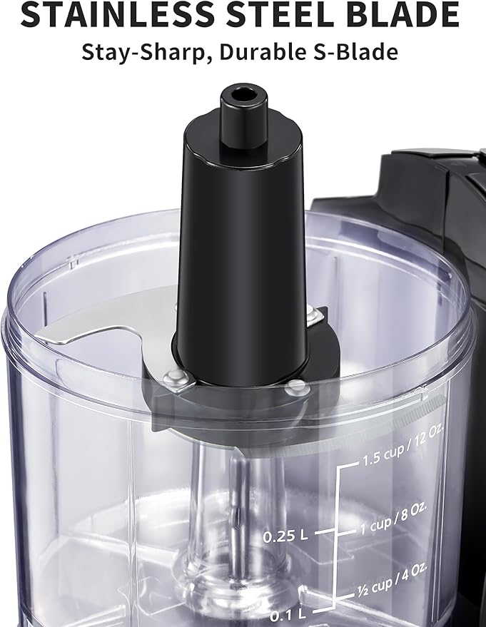 Reemix 1.5-Cup Electric Food Chopper, 100W Mini Food Processor Meat Grinder | One-Touch, Mix, Chop, Mince and Blend Vegetables, Fruits, Nuts, Meats, Stainless Steel Blade (Black)