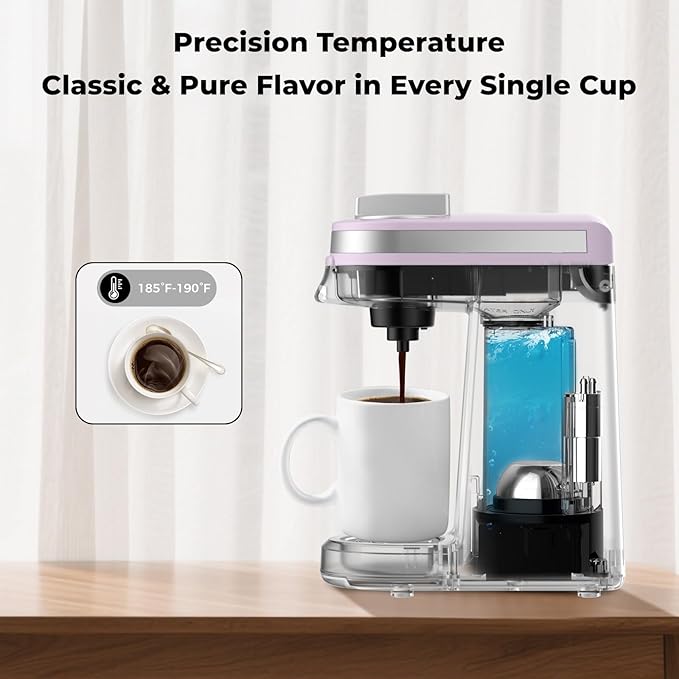 CHULUX Mini Coffee Maker for K Capsule, Single Serve Coffee Maker for One Cup Americano, Lightweight Pod Coffee Machine, Lavender