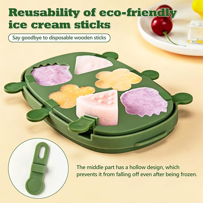 Silicone Popsicle Mold Fun Shaped Dinosaur Popsicle Silicone Molds with 6 Sticks, Reusable Small Mini Ice Popsicle Molds Set, Easy to Clean and Dishwasher Safe