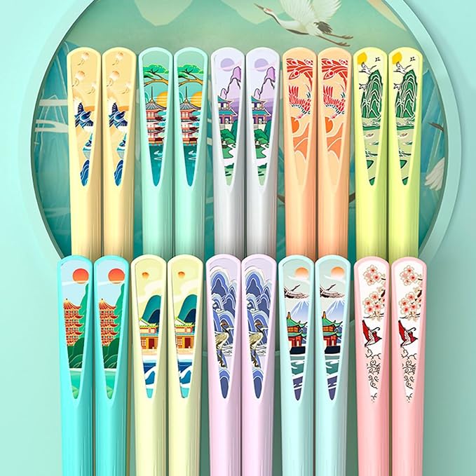 Reusable Fiberglass Chopsticks, 10 Pairs, Non-Slip, Dishwasher Safe (Round) | 9.5 Inch BPA-Free PET + Fiberglass, Heat Resistant To 120°C, For Sushi, Ramen, Noodles & Rice