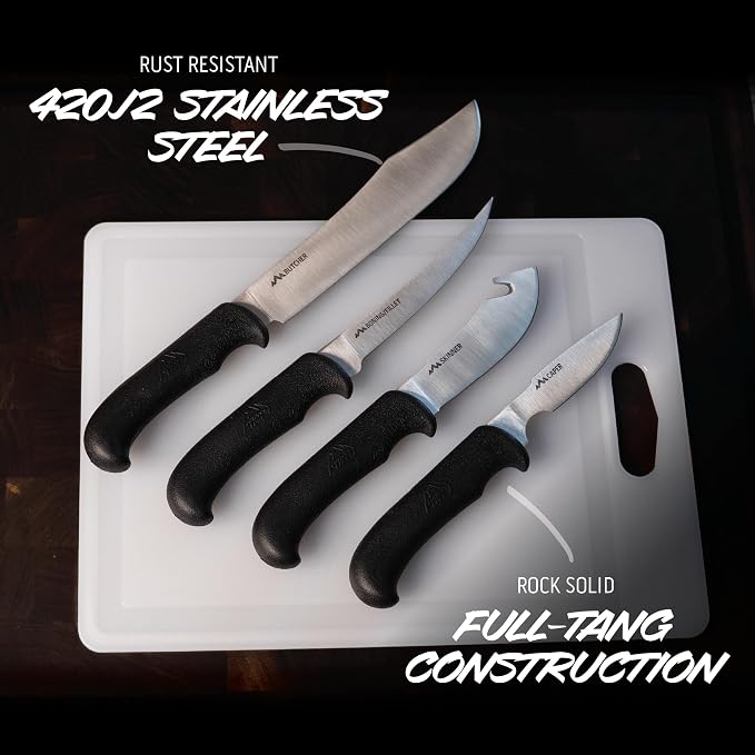 Outdoor Edge Game Processor, PR-1, Complete 12-Piece Hunting Knife Kit for Processing Big Game, Full Tang 420J2 Stainless Razor Sharp Blades, TPR Non-Slip Handles, Sturdy Hide-Side Storage Case