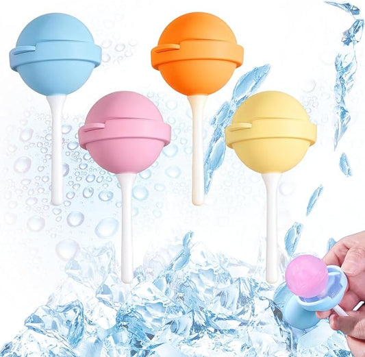 Silicone Lollipop Ice Cream Maker Molds, Reusable Popsicle Mold for Kids, DIY Ice Pop Maker for Juice Yogurt Frozen Treats, Fun Summer Dessert Mold (4)