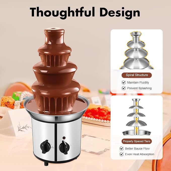 Chocolate Fountain Machine, Electric Chocolate Melting Fountain Machine, 4 Tier Chocolate Fountain Machine