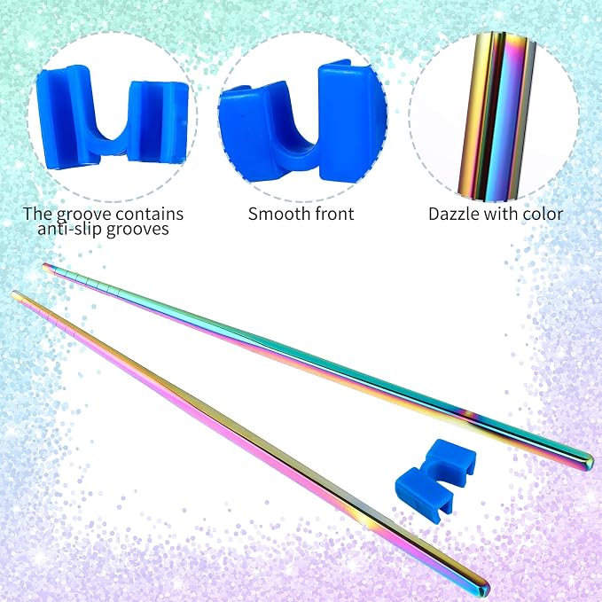 5 Pairs Reusable Chopsticks Helpers Training Chopstick for Beginner Replaceable Practice Chopsticks Non-slip Training Chopstick for Adults Learner(Stainless Steel,Colorful)