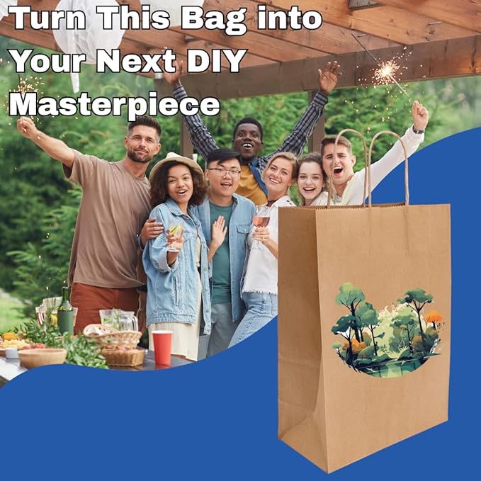 ASSUREPAK DIY Paper Bags - 200 units - Kraft Color - 18"x7"x18.5" - 74LB (110 GSM strong) - Twisted Handle Recyclable Bags for Kids Drawing, Decorating and Creative Projects - 18719NKPAPTHDL