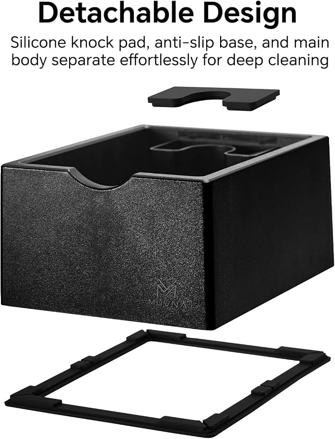 Espresso Knock Box, Durable ABS Plastic Coffee Grounds Dump Bin, Shock-Absorbent Barista Accessories with Non-Slip Base, Compact Espresso Tool for Home and Commercial Bar (Black)