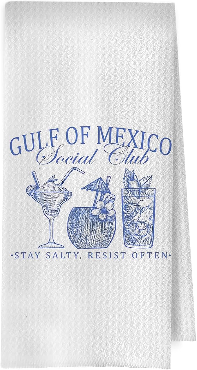 Mexico Political Kitchen Towels - Funny Cocktail Gifts Decorative Waffle Dish Towels, Cocktail Gifts Hand Towel, Mexico Coastal Beach Tea Towel, 16x24 Inches