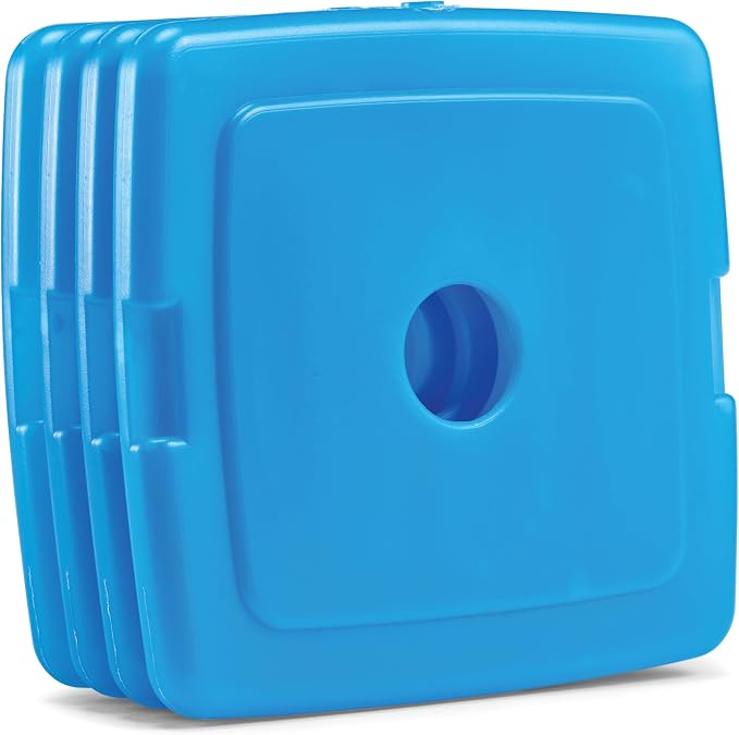 Cool Coolers by Fit + Fresh, 4 Pack Slim Ice Packs, Space Saving Reusable Ice Packs for Lunch Boxes or Coolers