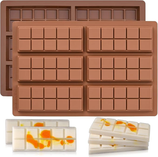 Silicone Wax Melt Molds - Rectangle Bar Molds for Wickless Candles & Chocolate