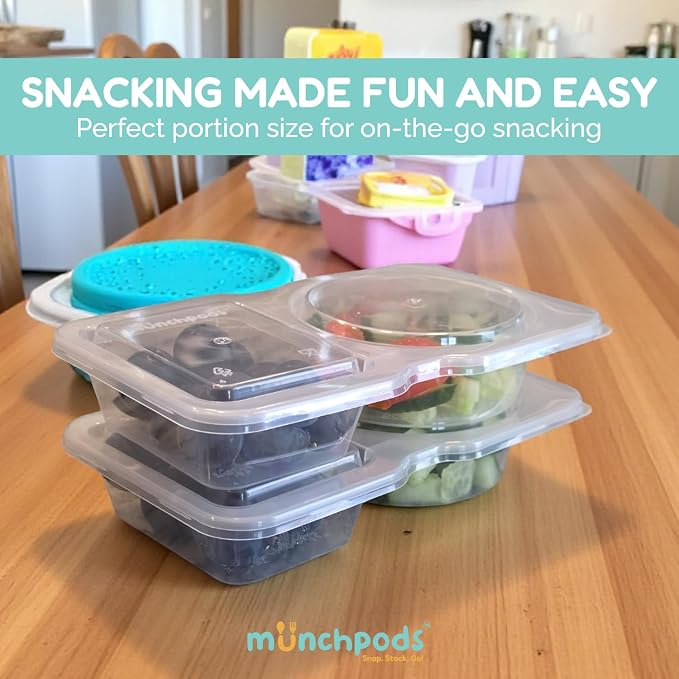 Reusable Snack Containers with Lids 20 Pack (40 Pieces) Portion control, Snack Pack Containers 2 Double Compartment Snack Containers for Kids On the Go Meals, Camping Snack Tray Prep