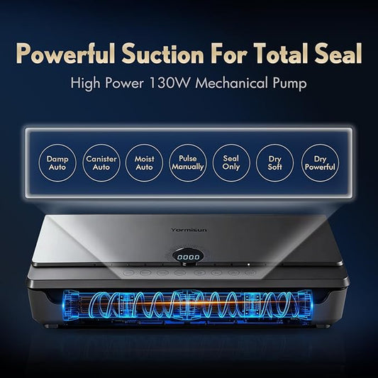 Vacuum Sealer for Food 90Kpa Powerful Vacuum Sealing Machine 7 in 1 Modes with Freshness Storage Bag Powerful Big Size (Don't Need Press)