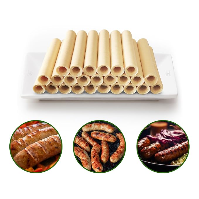 VONSYONG HALAL Sausage Casing, Grade A Edible Drying Collagen Sausage Casings for Flavorous Homemade Sausages 15m/49ft,Diameter 32mm/ 1 1/4'',1 Roll