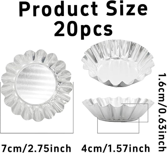 pson 20Pcs 2.75 Inch Egg Tart Molds, Non-Stick Aluminum Mini Tart Pans for Baking Tarts, Pies, Cupcakes, Muffins, Pudding, and Desserts