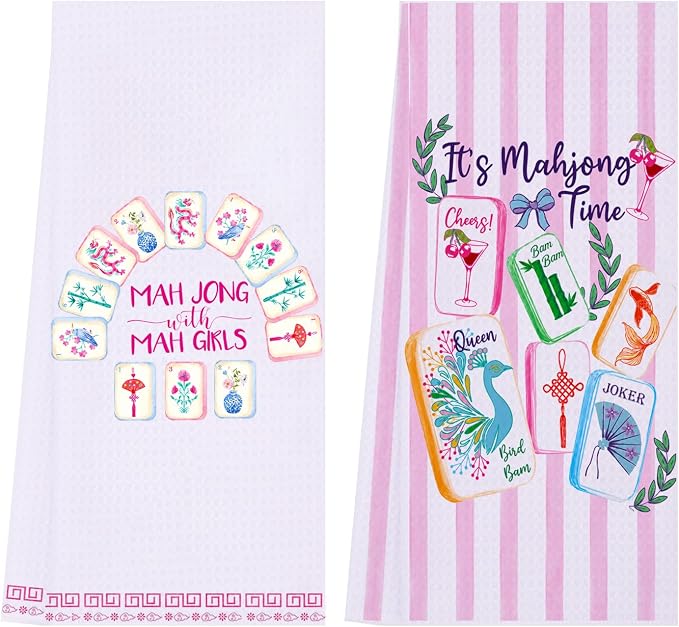 LXOMILL Mahjong Gifts for Women, Funny Kitchen Towel for Mahjong Lovers