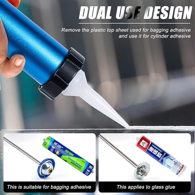 Three bearing energy-saving blue aluminum tube universal sausage glue gun, reusable to prevent dripping, 12:1 thrust, uniform thrust (two pieces)