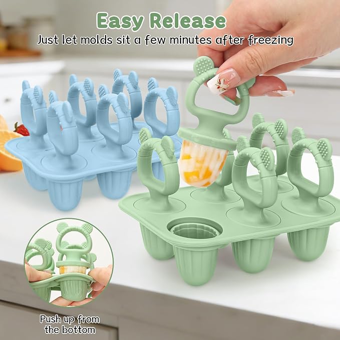 2Packs Silicone Baby Popsicle Molds with Sticks | Breastmilk Popsicle Molds for Teething Relief, Frozen Treats Maker Popsicle Maker Ice Pop Mold for Toddlers Kids