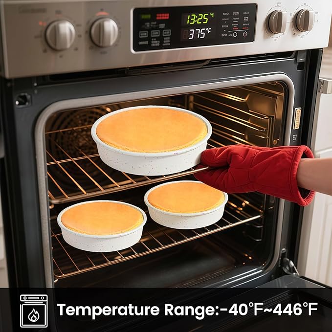Vinino 6 Inch Silicone Round Cake Pan with Metal Reinforced Frame Set of 3, Nonstick Silicone Springform Pan for Baking Suitable for Making Layers, Cheese & Chocolate Cakes