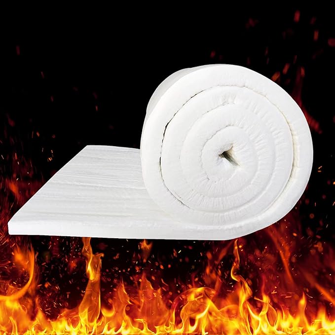 Ceramic Fiber Blanket, Fireproof Insulation Baffle, Rated to 2400F, Size 48"x24", 1" Thick, High-Temperature Resistance for Pizza Oven Stoves, Kilns, Forges, Pipes Insulation