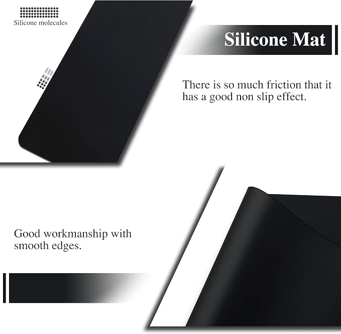 Large Silicone Craft Mats, YACEYACE 2Pcs 24"x 16" Large | Silicone Table Mat, Black Mat for Jewelry,Heat Resistant, Kitchen Counter
