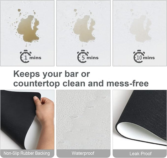 ZLR Coffee Bar Mat for Keurig & Nespresso, 12"x16" Small, Milk White | Absorbent Dish Drying Mat, Stain-Hiding PU Leather Top, Non-Slip Rubber Back, Heat-Resistant, Fits Frother & Pour-Over