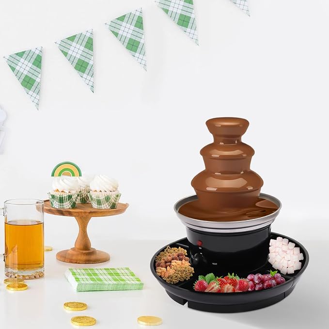 Chocolate Fountain, 3-Tier Mini Chocolate Fountain Machine, Electric Chocolate Melting Fountain Machine, Stainless Steel Electric Chocolate Fondue Fountain for Cheese, BBQ Sauce, Syrup,