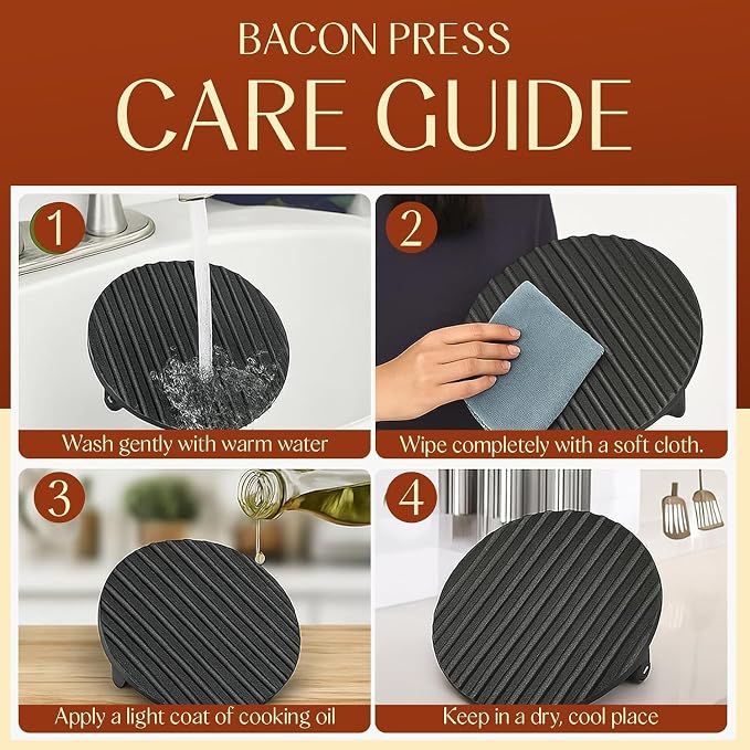 Bellemain Smash Burger Press, Grill Press, Bacon Press, Meat Press, 7 Inch | Food Grade Iron Cookware, Heavy Duty Cast Iron, 3Lbs, Equalizied Weight Distribution