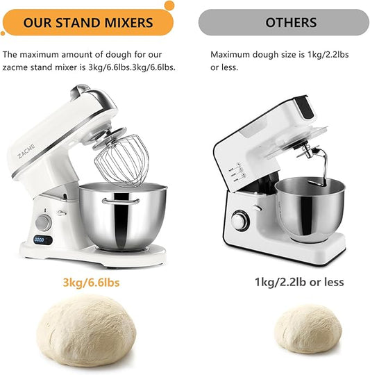 ZACME 8.4QT Commercial Stand Mixer 800W with NSF Certified and Aluminum Die Casting, Mixers Kitchen Electric Stand Mixer with Stainless Steel 8L Bowl, Dough Hook, Whisk and Beater, Porcelain