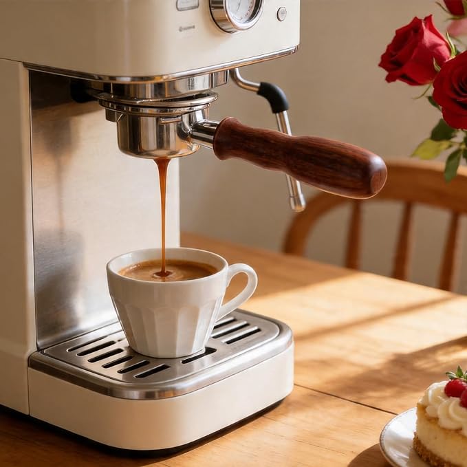 54mm Bottomless Portafilter 3 Ears Espresso Portafilter with 18-20g Basket fit Breville Bambino Barista BES870XL, BES450BSS, BES876BSS, BES880BSS, 878BSS, 500BSS, 840XL Express Machines (Wood)