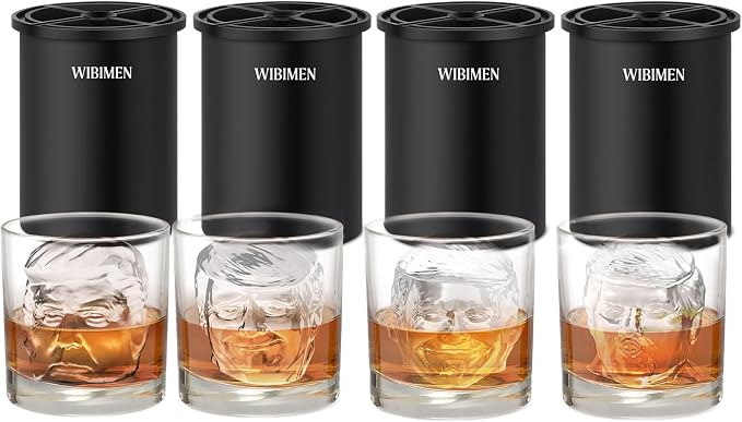 Clear Ice Cube Maker, 4 Pack Stainless Steel Clear Ice Maker for Old Fashioned Whiskey lover, Bourbon, Cocktail Gifts for Men on Birthday or Holiday, 2" Easy-Release Ice Ball Maker Mold-4Pcs