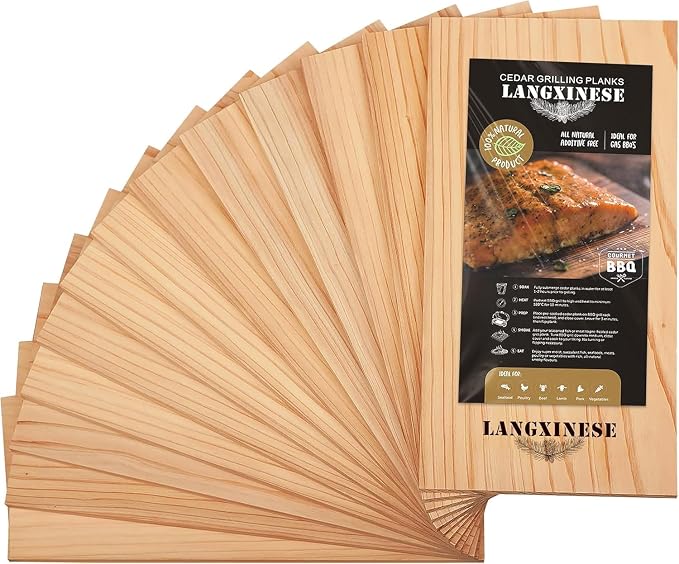 12pk Cedar Planks for Grilling Salmon,11"x 5" Better Smoking, Add Smoky Flavor to Salmon, Veggies, Restaurant Quantity
