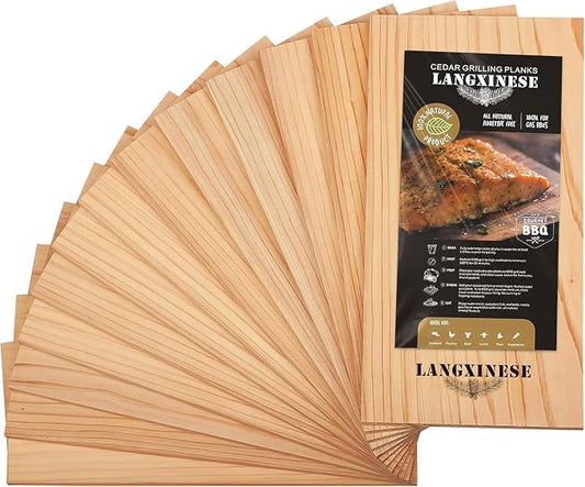 12pk Cedar Planks for Grilling Salmon,11"x 5" Better Smoking, Add Smoky Flavor to Salmon, Veggies, Restaurant Quantity