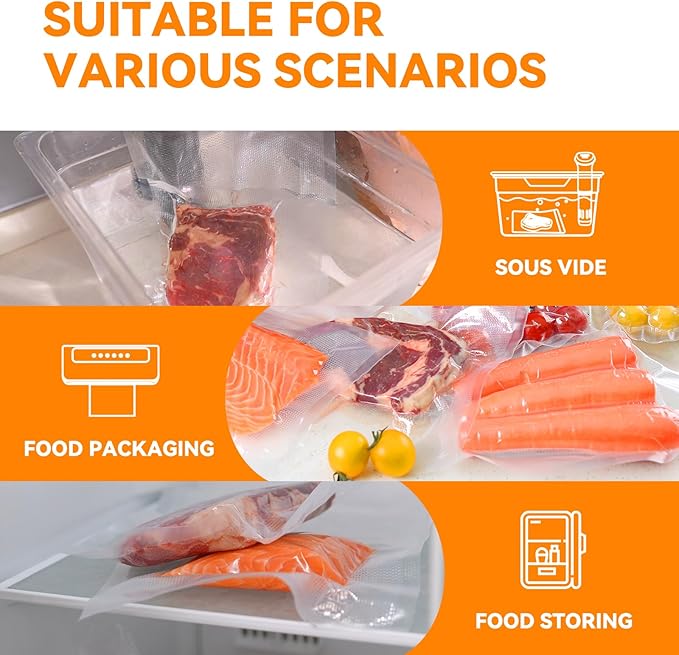 [2024 New] 6" x 50', 8" x 50' and 11" x 50' 3 Pack Rolls, Vacuum Sealer Rolls Bags for Food, Great for Food Storage, Sous Vide and Meal Prep, Wevac Lite